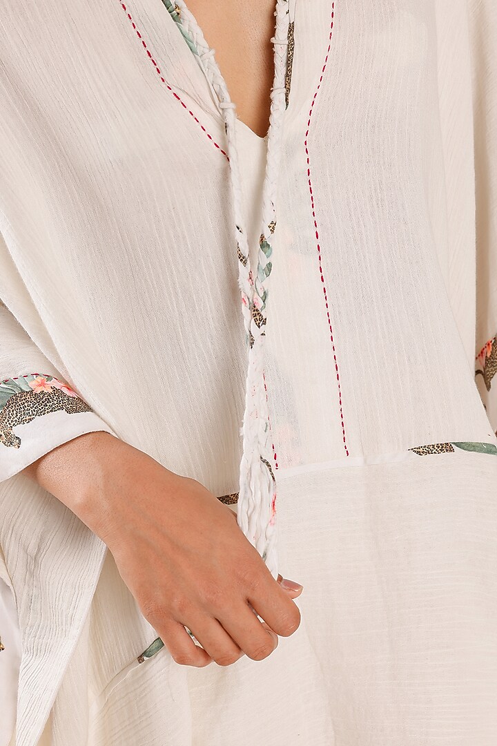 Off-White Cotton Crushed Kaftan Top by Nikasha at Pernia's Pop Up Shop
