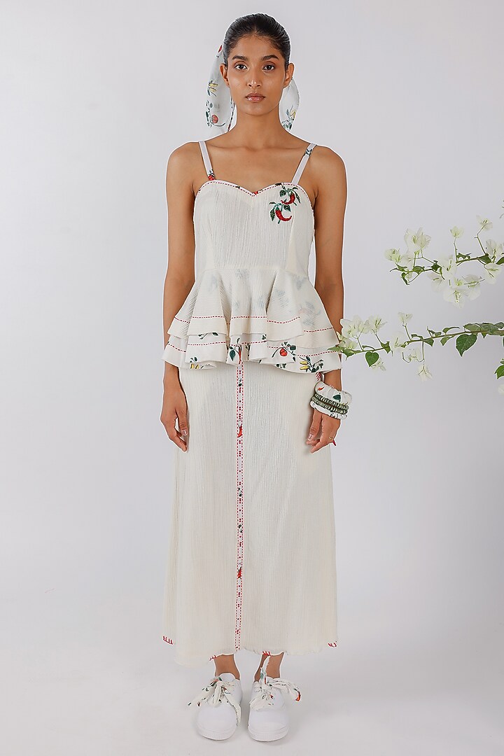 Cream Crush Cotton A-Line Skirt Set by Nikasha at Pernia's Pop Up Shop