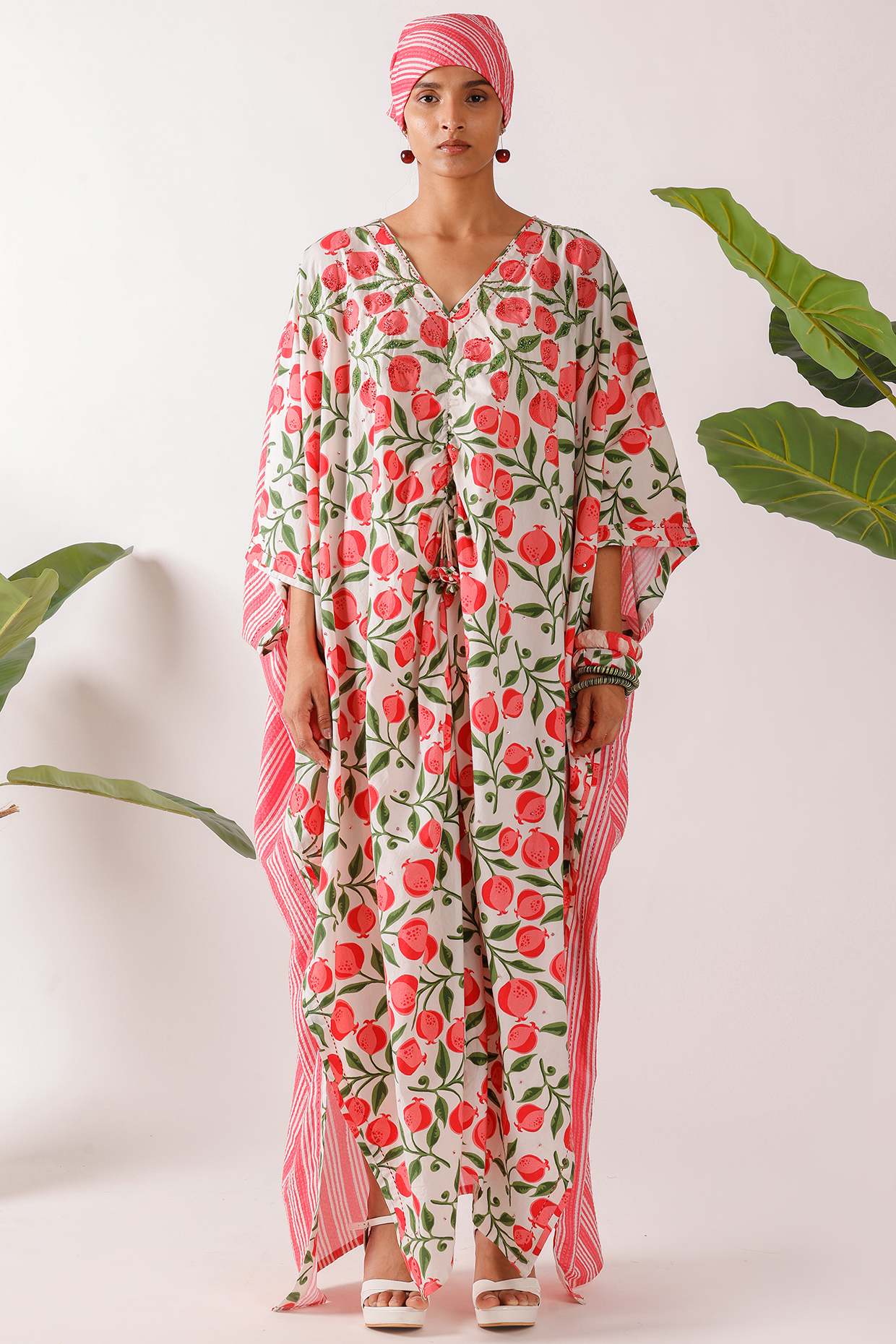 Multi-Colored Cotton Poplin & Seersucker Printed Kaftan by Nikasha at Pernia's Pop Up Shop