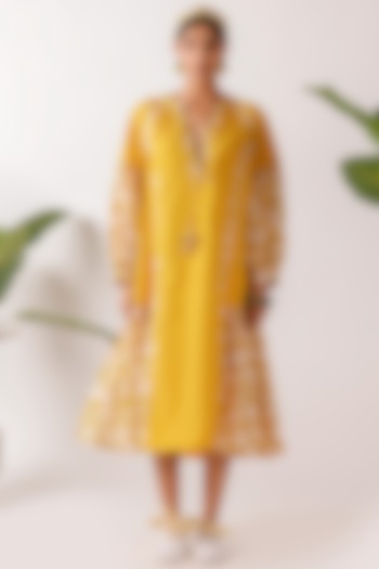 Yellow Cotton Voile & Poplin Printed Summer Dress by Nikasha at Pernia's Pop Up Shop