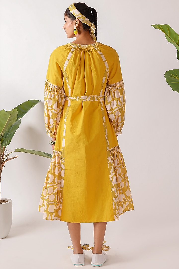 Yellow Cotton Voile & Poplin Printed Summer Dress by Nikasha at Pernia's Pop Up Shop