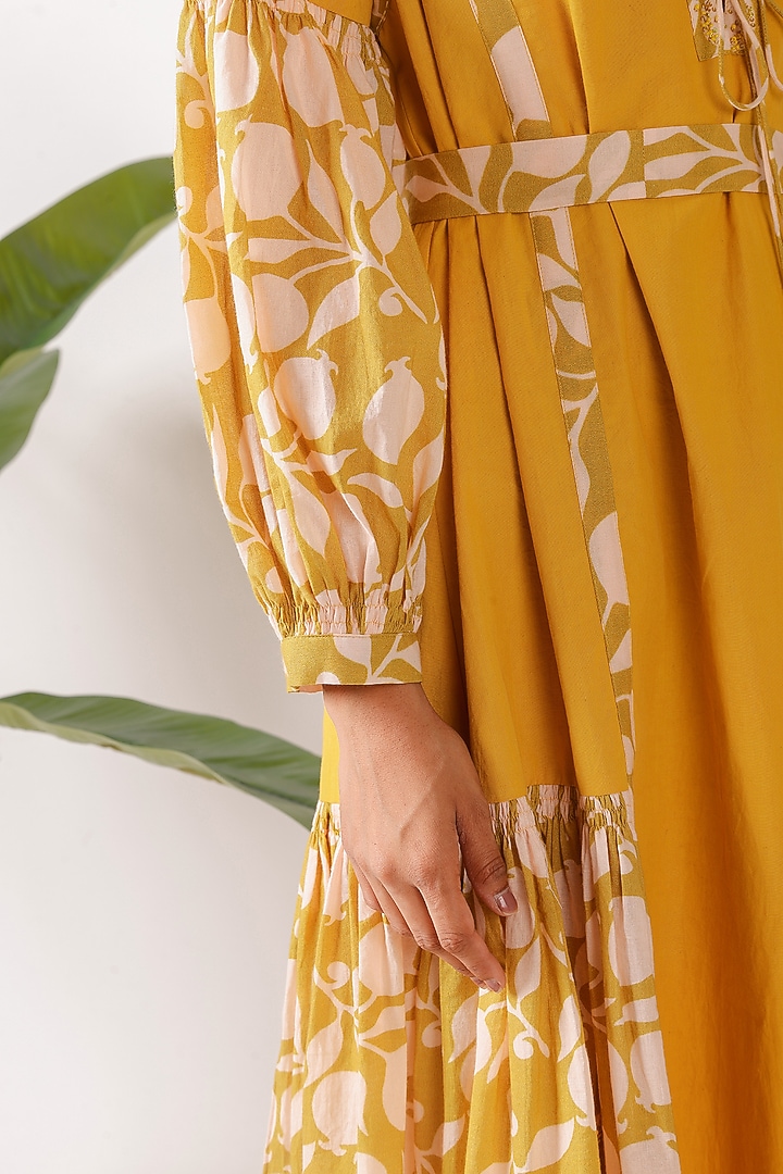 Yellow Cotton Voile & Poplin Printed Summer Dress by Nikasha at Pernia's Pop Up Shop