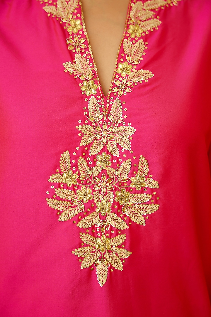 Coral Handwoven Kota Doriya Layered Wedding Sharara Set by Nikasha at Pernia's Pop Up Shop