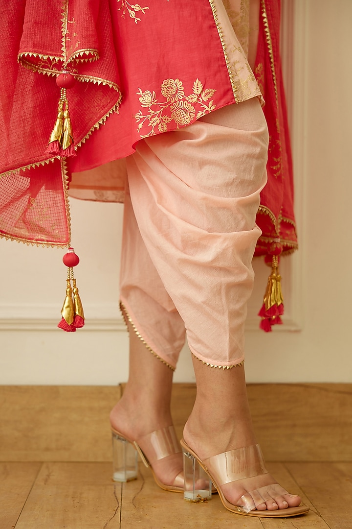 Peach Cotton Dhoti Set by Nikasha at Pernia's Pop Up Shop