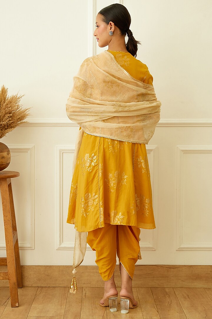 Ochre Yellow Cotton Dhoti Set by Nikasha at Pernia's Pop Up Shop