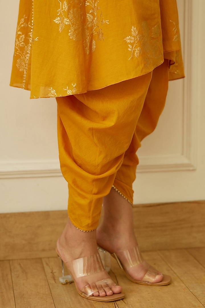 Ochre Yellow Cotton Dhoti Set by Nikasha at Pernia's Pop Up Shop