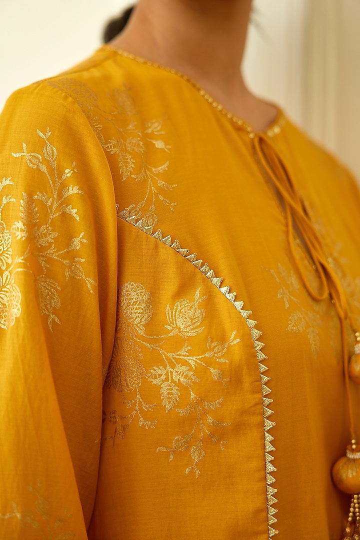 Ochre Yellow Cotton Dhoti Set by Nikasha at Pernia's Pop Up Shop