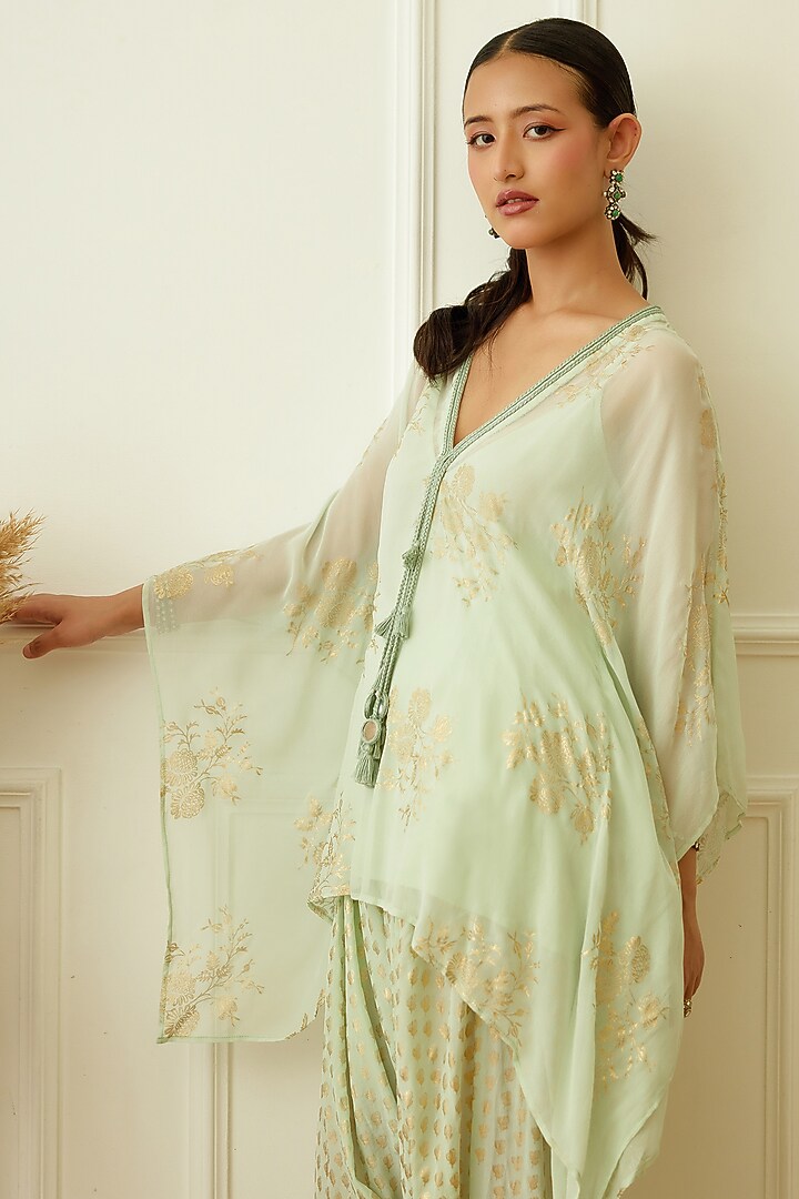 Mint Viscose Georgette Dhoti Set by Nikasha at Pernia's Pop Up Shop