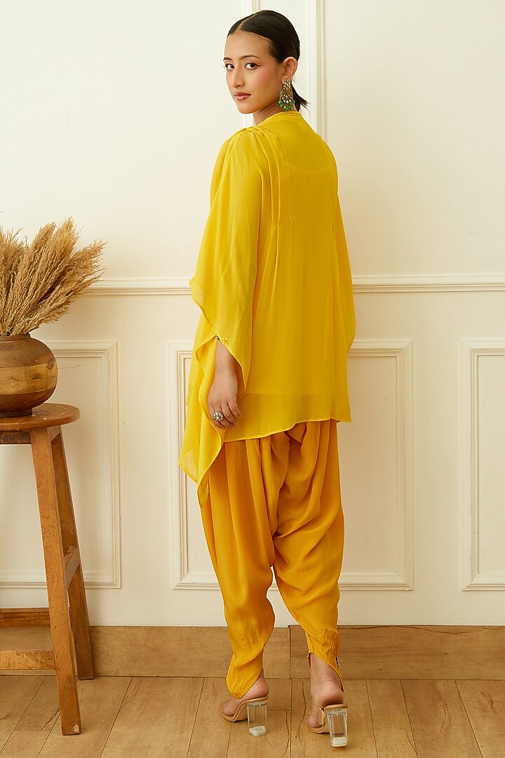 Ochre Viscose Georgette Dhoti Set by Nikasha at Pernia's Pop Up Shop