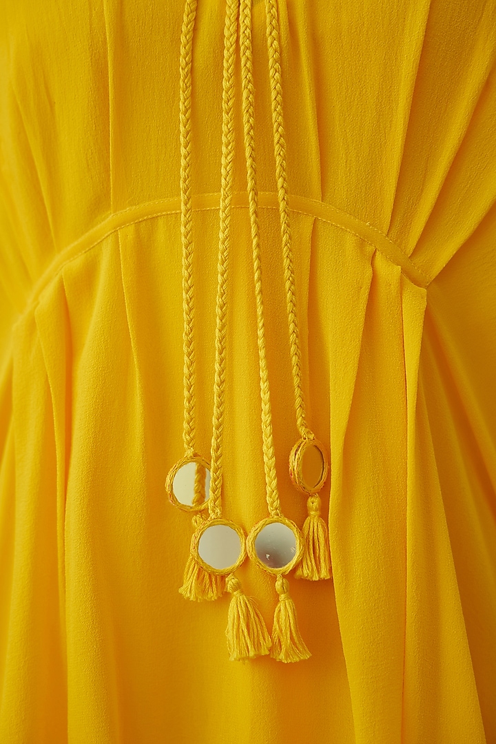 Ochre Viscose Georgette Dhoti Set by Nikasha at Pernia's Pop Up Shop