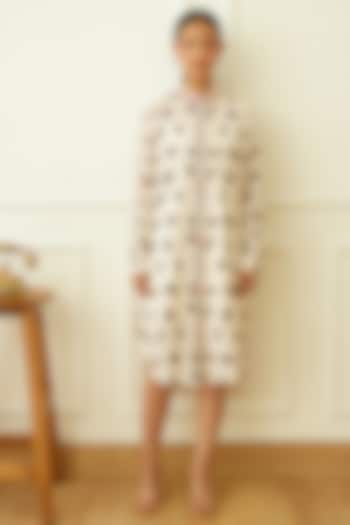 Ivory Cotton Printed Summer Shirt Dress by Nikasha at Pernia's Pop Up Shop