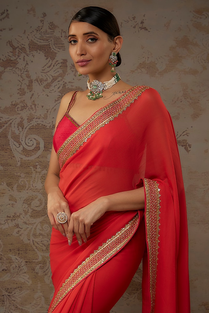 Gorgeous Look With Georgette Base Gajari Designer Saree With