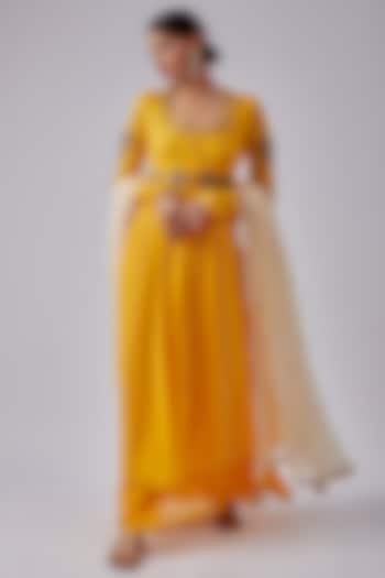 Yellow Georgette Embroidered Wedding Anarkali Set by Nikasha at Pernia's Pop Up Shop