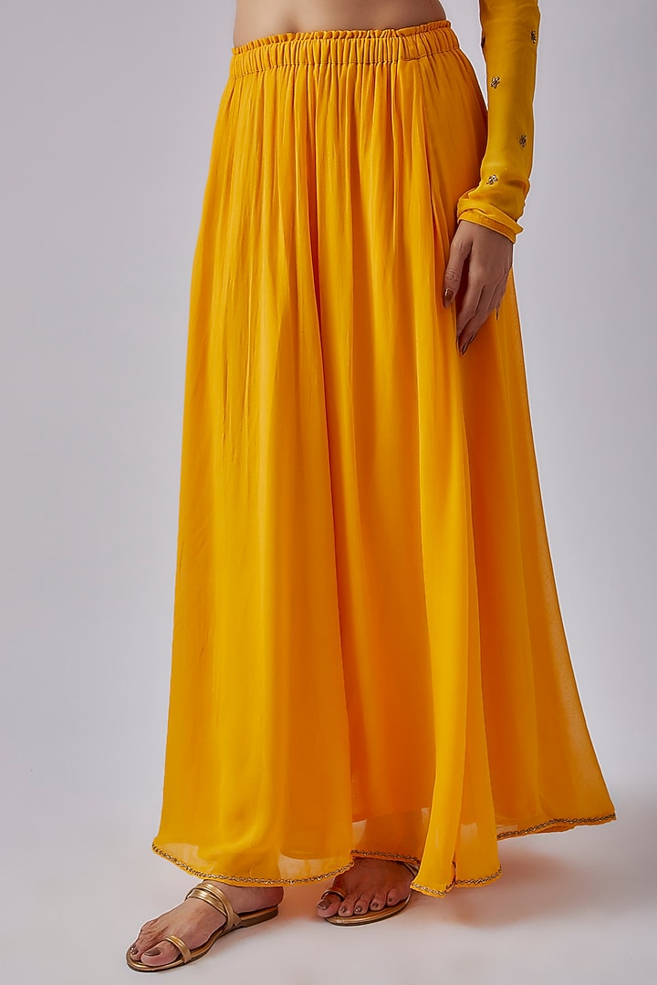 Yellow Georgette Embroidered Wedding Anarkali Set by Nikasha at Pernia's Pop Up Shop