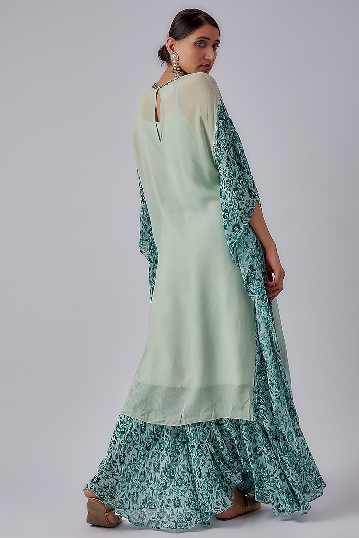 Sea Blue & Turquoise Embroidered Tunic Set by Nikasha at Pernia's Pop Up Shop