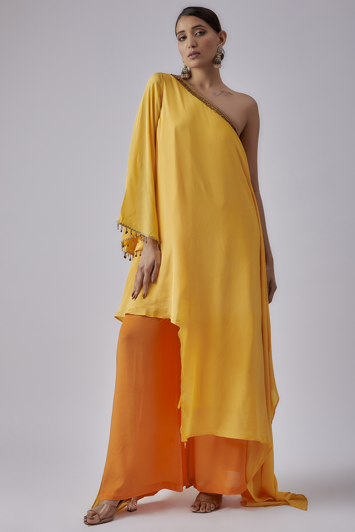 Yellow Viscose Crepe Tunic Set by Nikasha at Pernia's Pop Up Shop