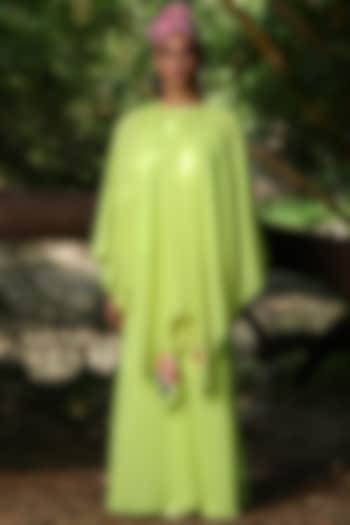 Totiya Lime Hand Embroidered Asymmetrical Tunic Set by Nikasha at Pernia's Pop Up Shop