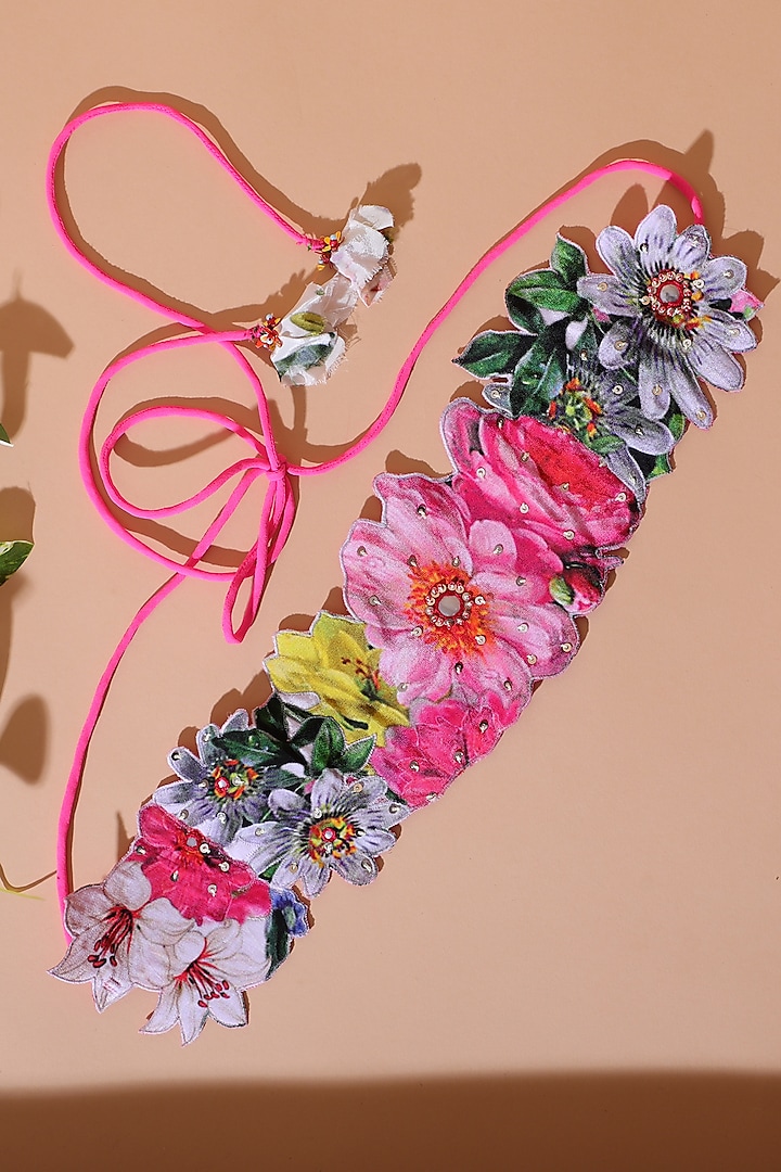 Multi-Colored Handcrafted Floral Belt  by Nikasha
