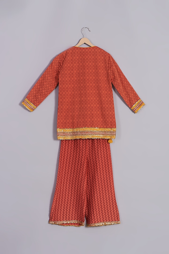 Cherry Red Cotton Kurta Set For Girls by Nikasha Kidswear at Pernia's Pop Up Shop