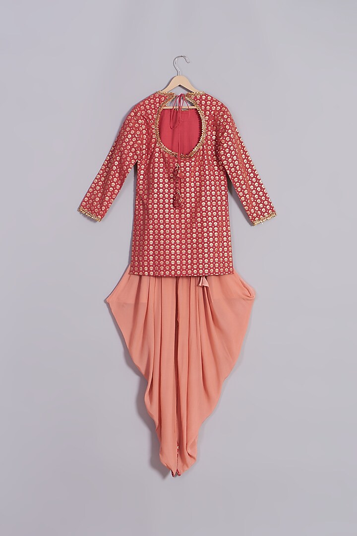 Poppy Red Motif Printed Kurta Set For Girls by Nikasha Kidswear at Pernia's Pop Up Shop