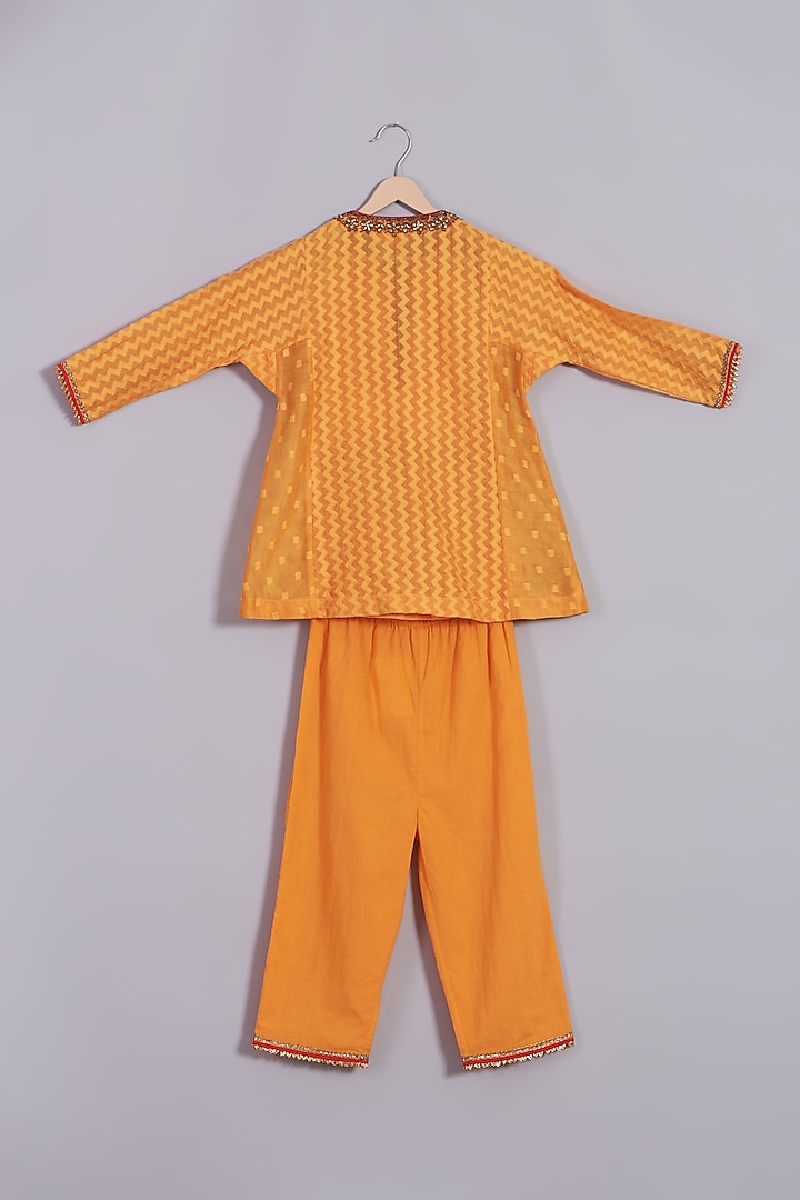 Orange Cotton Kurta Set For Girls by Nikasha Kidswear at Pernia's Pop Up Shop