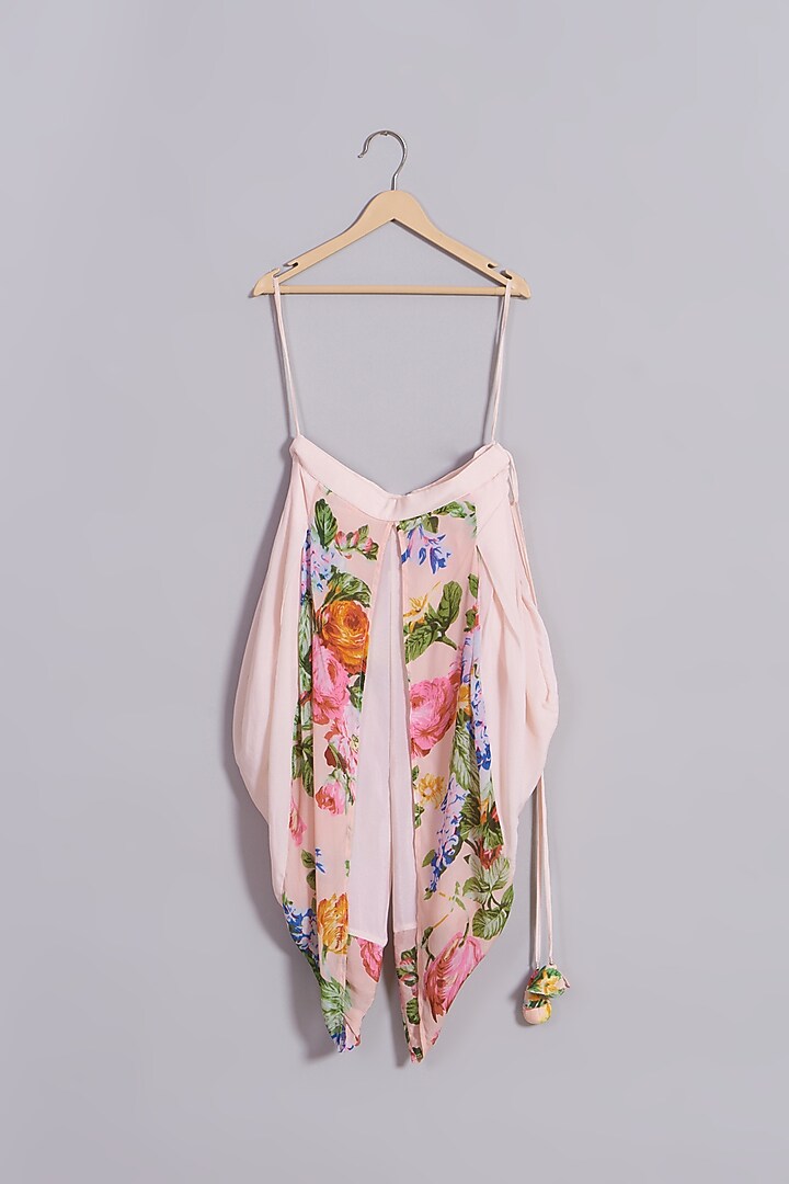 Salmon Nude Printed Flared Kurta Set For Girls by Nikasha Kidswear at Pernia's Pop Up Shop