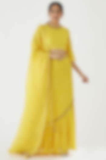 Yellow Embroidered Wedding Lehenga Set by Nikasha at Pernia's Pop Up Shop