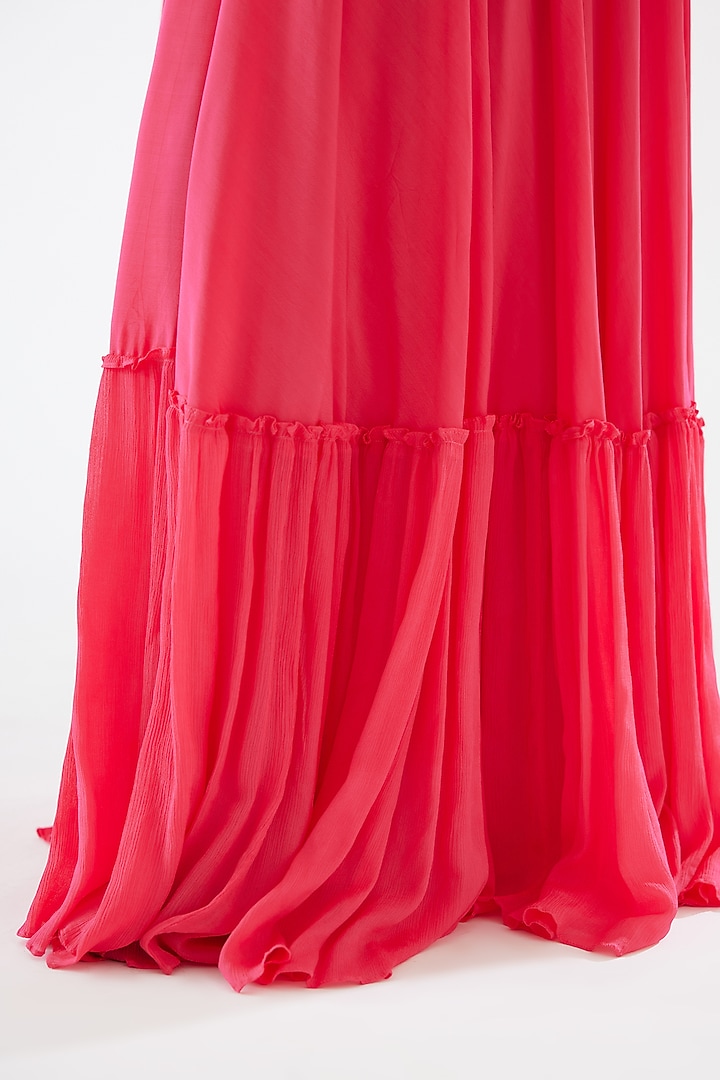 Rani Pink Embroidered Kalidar Cocktail Dress by Nikasha at Pernia's Pop Up Shop