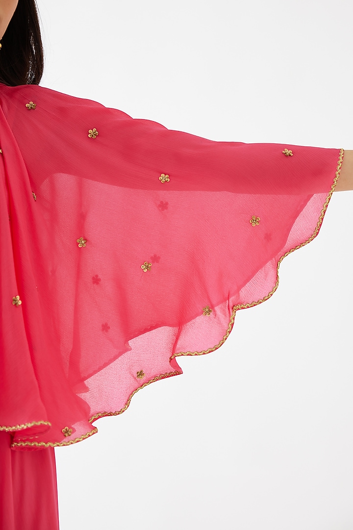 Rani Pink Embroidered Kalidar Cocktail Dress by Nikasha at Pernia's Pop Up Shop