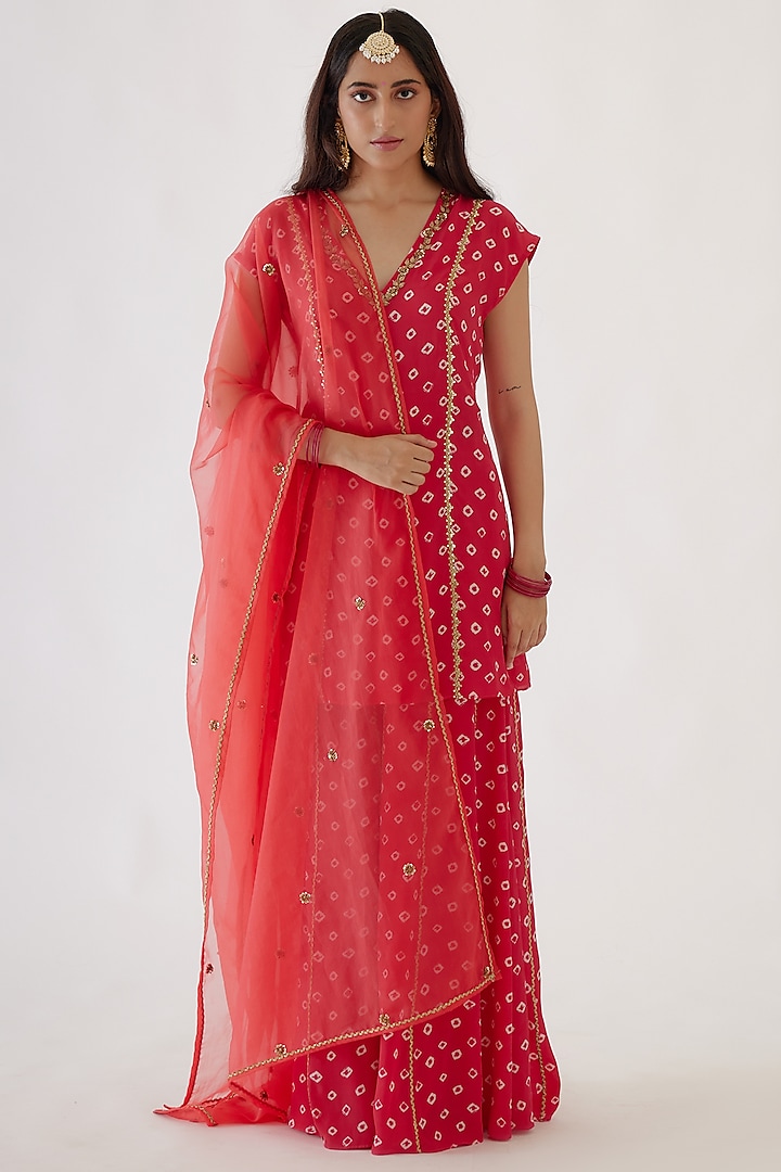 Rani Pink Printed Sharara Set by Nikasha