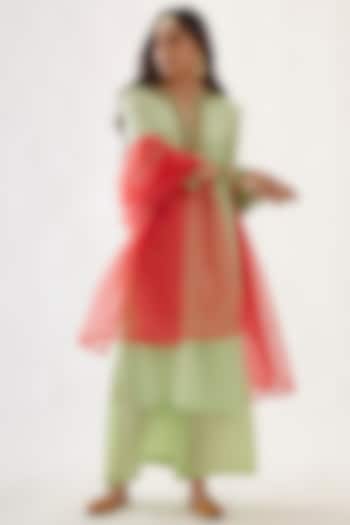 Mint Green Embroidered Kurta Set by Nikasha at Pernia's Pop Up Shop