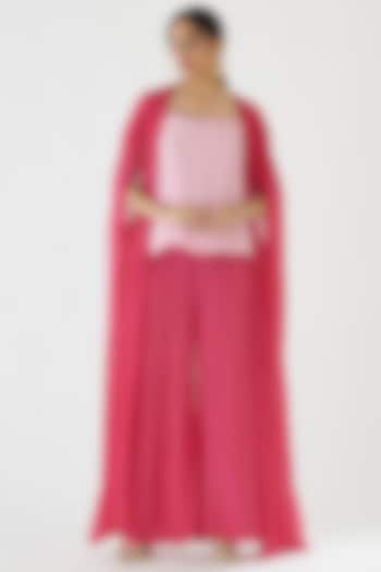 Rani Pink Crepe Party Wear Sharara Set by Nikasha at Pernia's Pop Up Shop