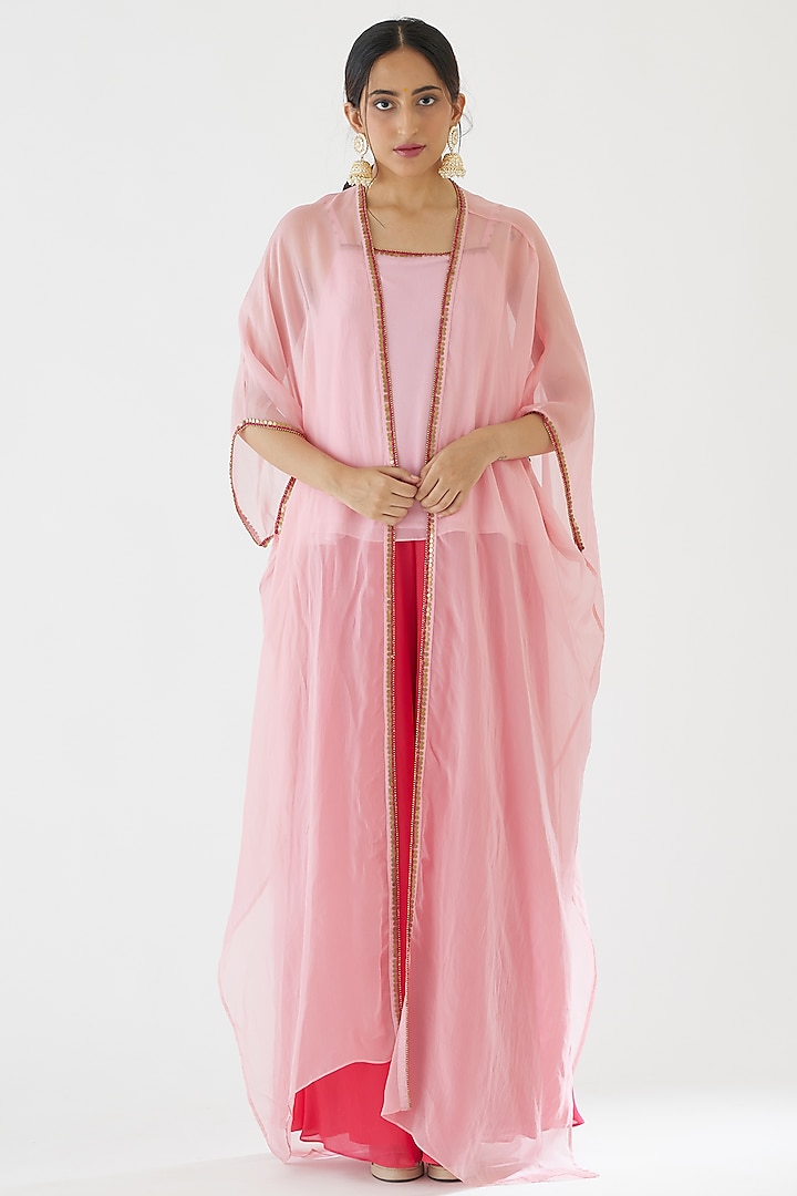 Rani Pink Georgette Sharara Set by Nikasha
