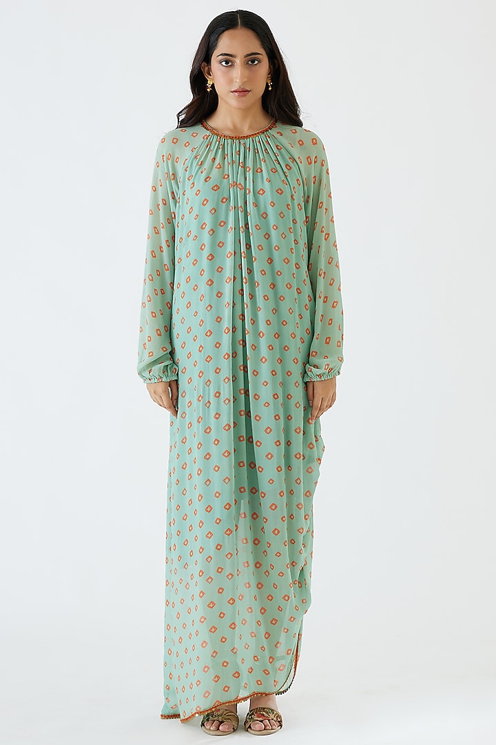 Jade Bandhani Printed Maxi Dress by Nikasha