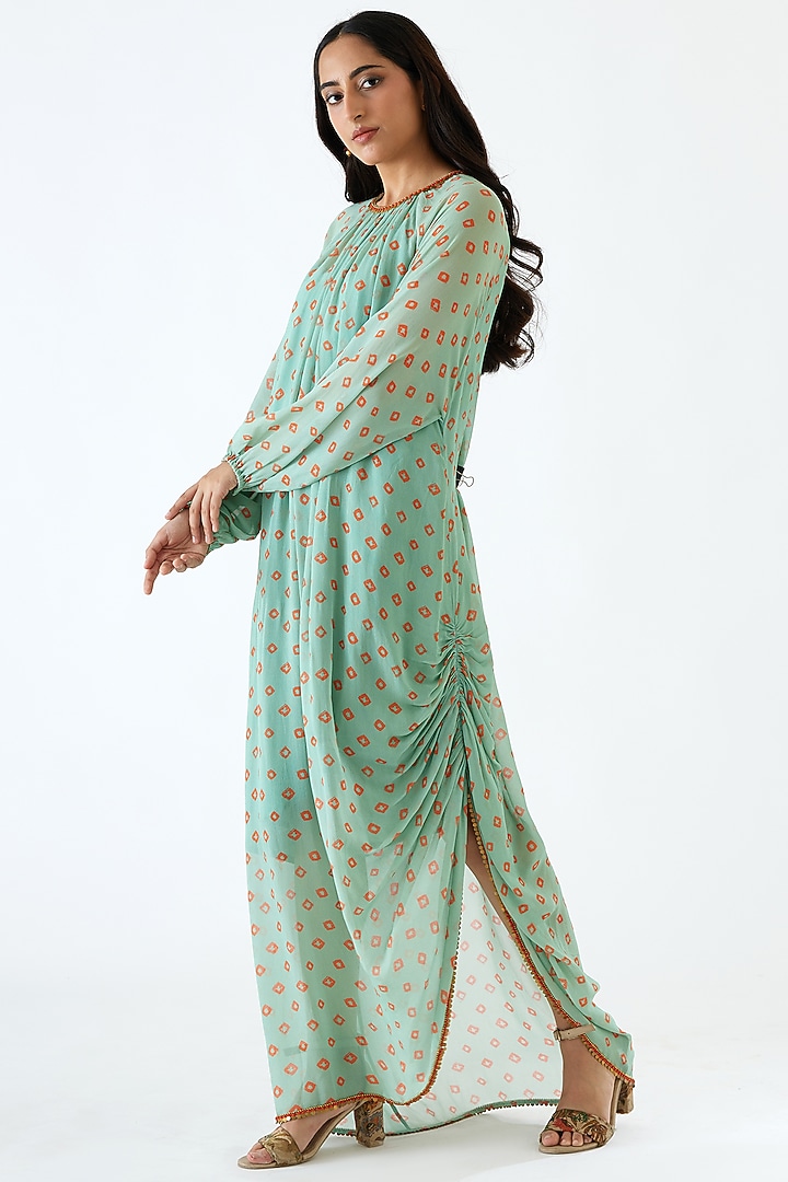 Jade Bandhani Printed Maxi Vacation Dress by Nikasha at Pernia's Pop Up Shop