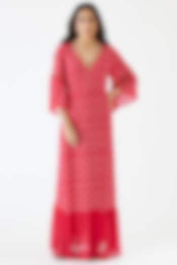 Rani Pink Bandhani Printed Dress by Nikasha