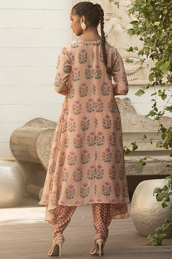 Peach Gulab Printed Dhoti Set by Nikasha at Pernia's Pop Up Shop