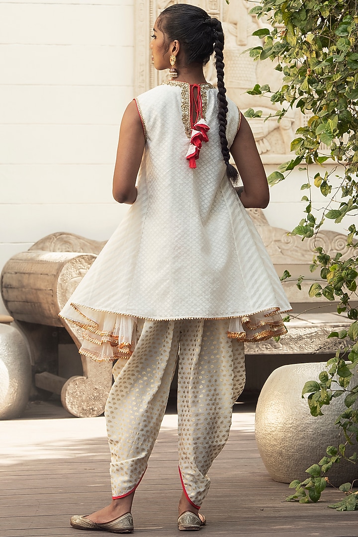 Ivory Embroidered & Printed Dhoti Set by Nikasha at Pernia's Pop Up Shop
