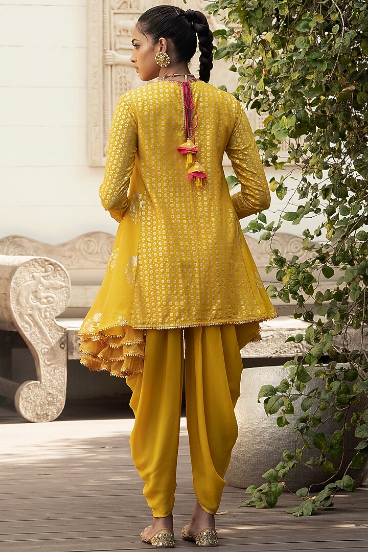 Yellow Foil Printed Dhoti Set by Nikasha at Pernia's Pop Up Shop