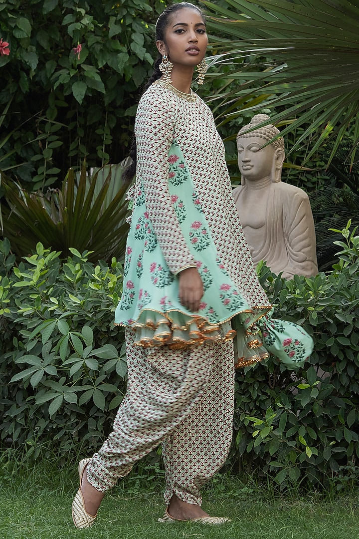 Pista Green Printed Dhoti Set by Nikasha at Pernia's Pop Up Shop