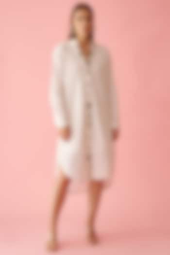 Cream Cotton High-Low Shirt Dress by Nikasha