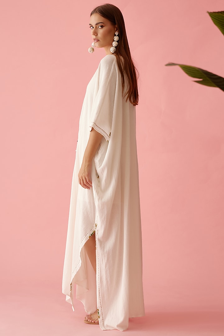 Off-White Cotton Kaftan by Nikasha at Pernia's Pop Up Shop