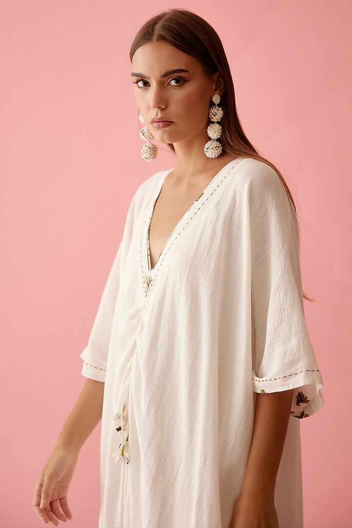 Off-White Cotton Kaftan by Nikasha at Pernia's Pop Up Shop