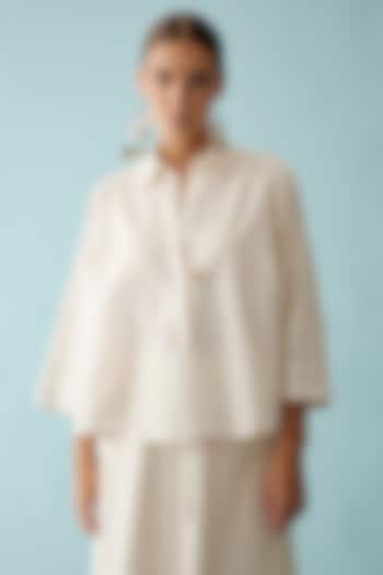 Cream Cotton Applique Top by Nikasha at Pernia's Pop Up Shop