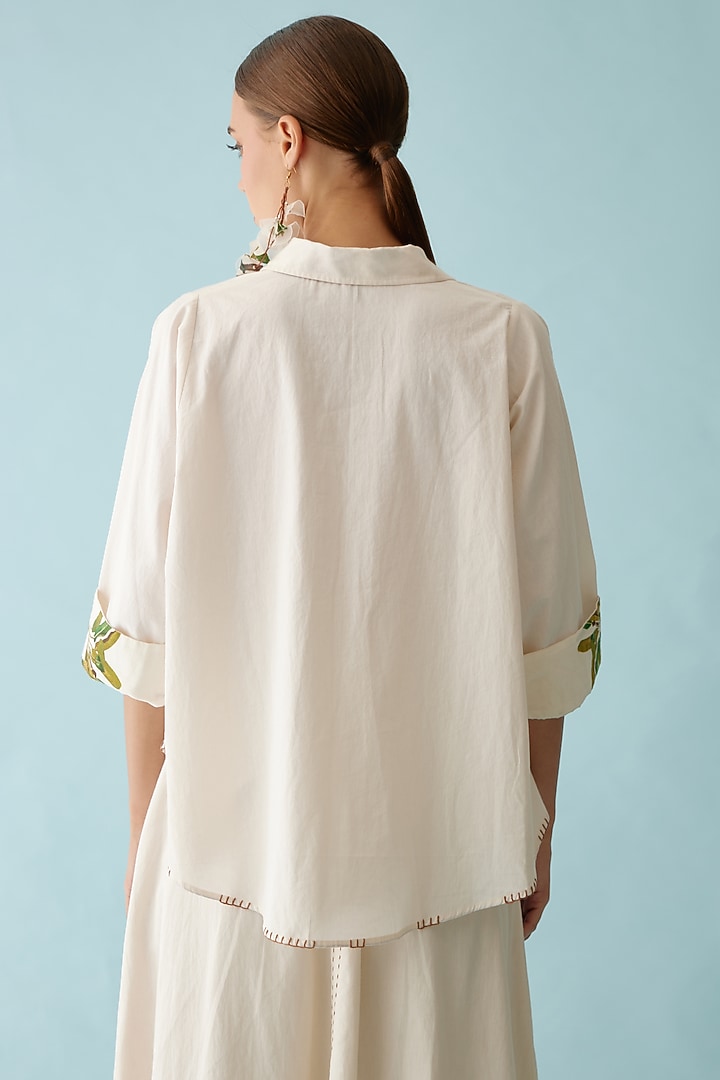Cream Cotton Applique Top by Nikasha at Pernia's Pop Up Shop