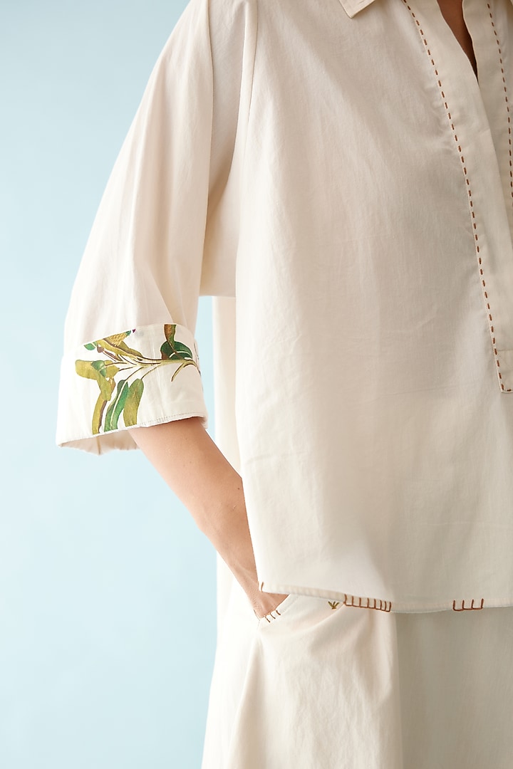 Cream Cotton Applique Top by Nikasha at Pernia's Pop Up Shop