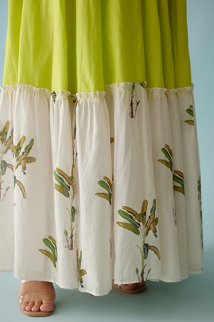 Lime Green Cotton Banana Tree Printed Maxi Summer Dress by Nikasha at Pernia's Pop Up Shop