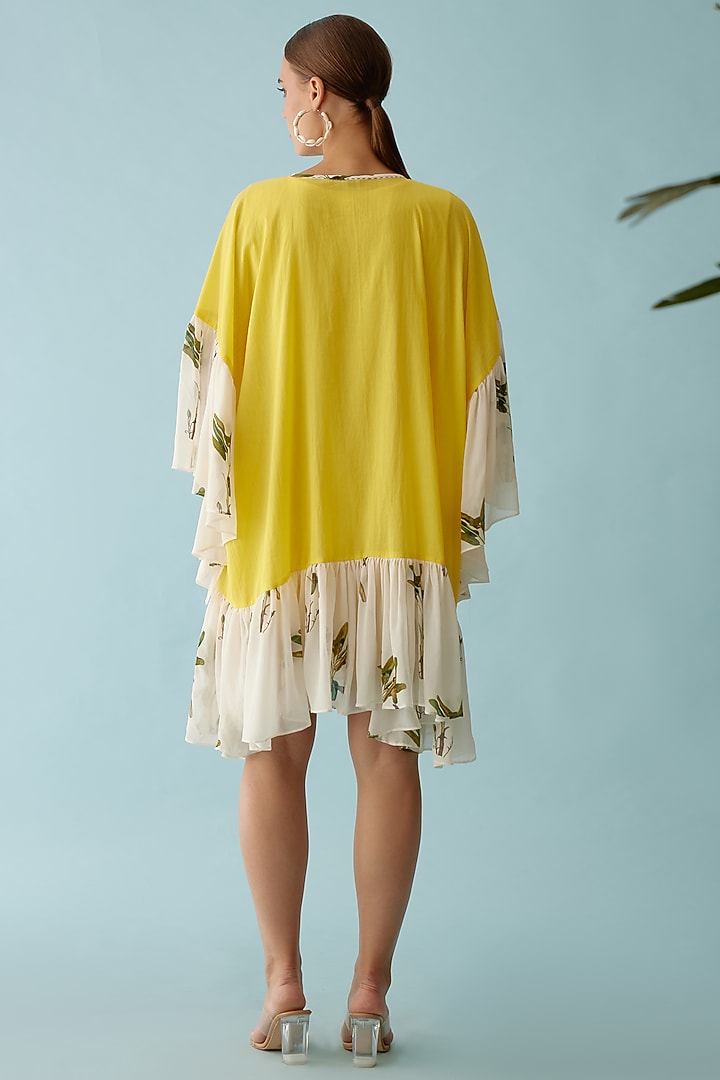 Yellow Cotton Banana Tree Printed Knee-Length Summer Dress by Nikasha at Pernia's Pop Up Shop