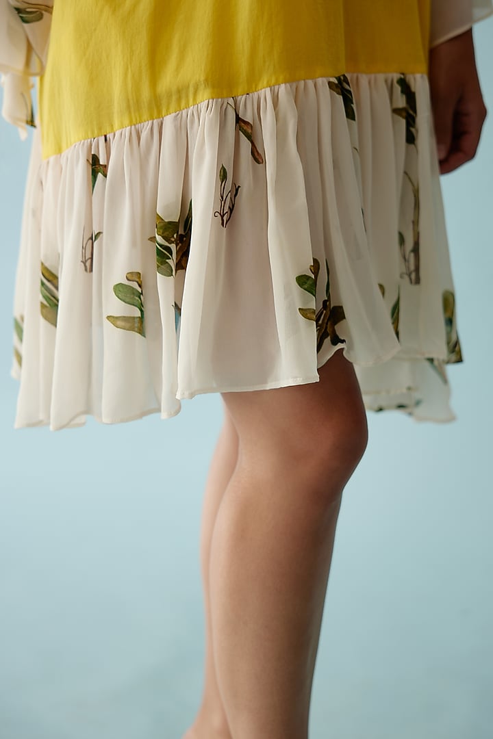 Yellow Cotton Banana Tree Printed Knee-Length Summer Dress by Nikasha at Pernia's Pop Up Shop