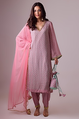 Pista Green Georgette Printed Kurta Set by Nikasha